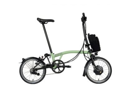 Brompton Vélo Pliant Électrique 16″ – Electric C Line Explore – 6-Speed – High Bar – Extended Seatpost – 2023 – matcha green
